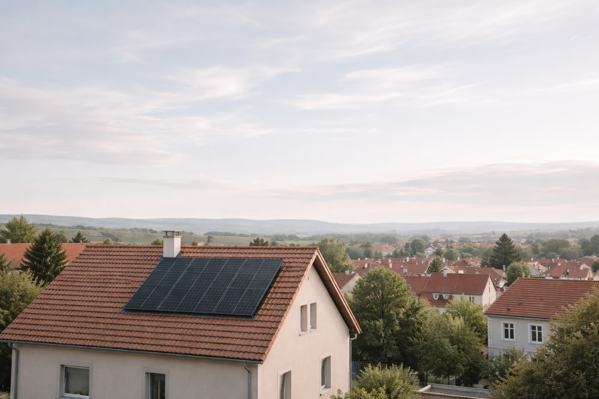 Rooftop-Blick auf ein kleines Dorf