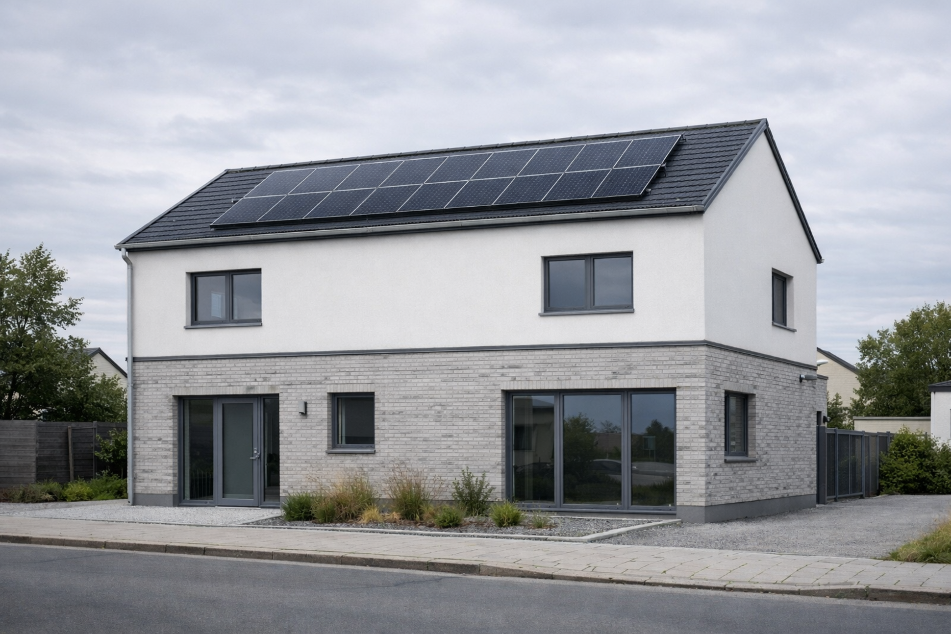 Modernes Wohngebäude mit Solarzellen