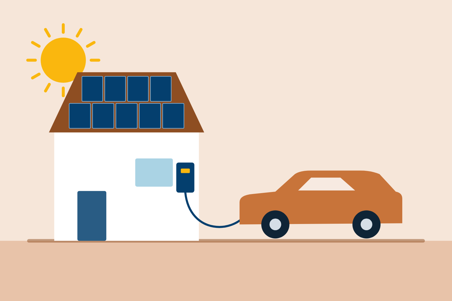 Illustration Solarhaus mit E-Auto
