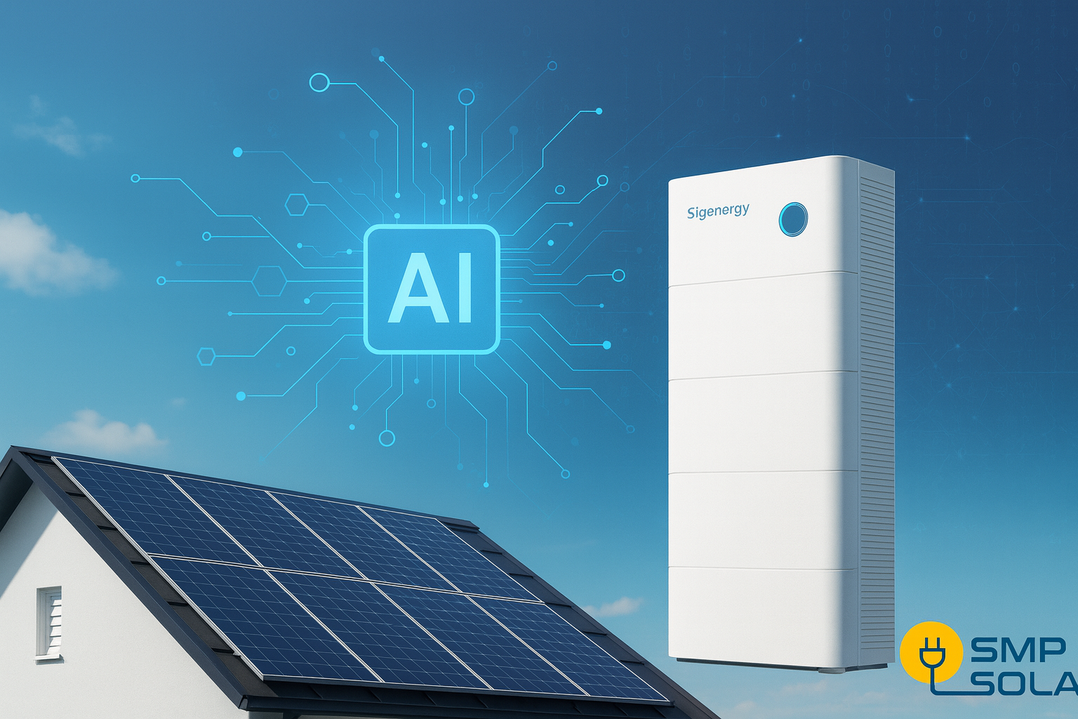 Grafik von Solardach mit SigEnergy Speicher
