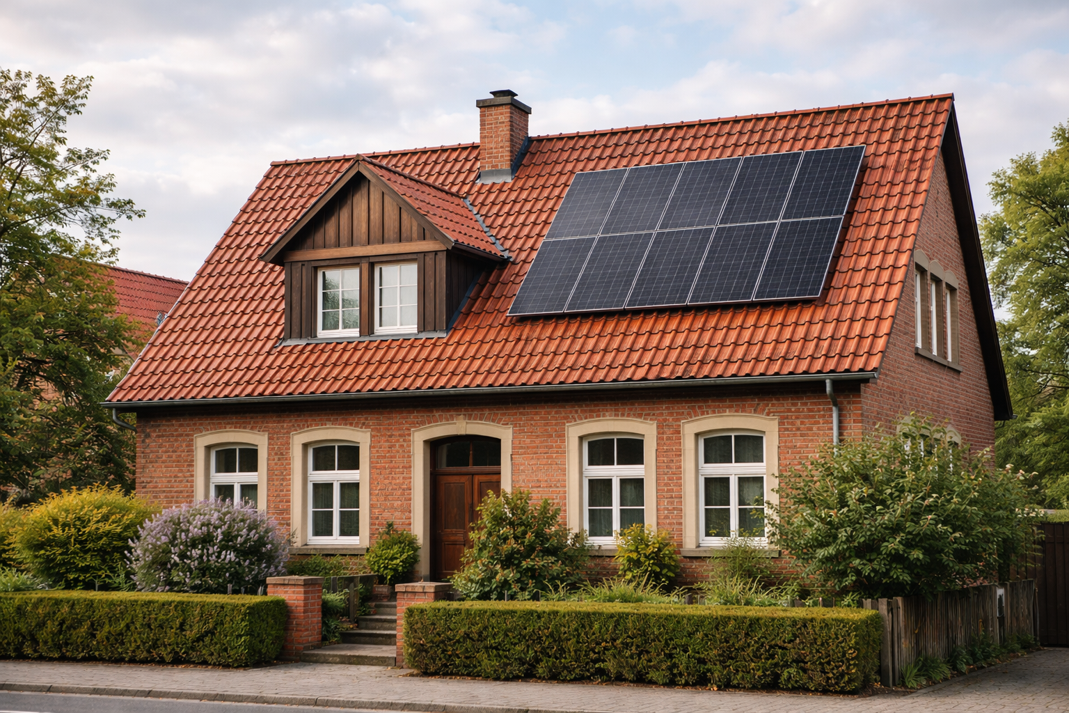 Traditionelles Haus mit Solaranlage