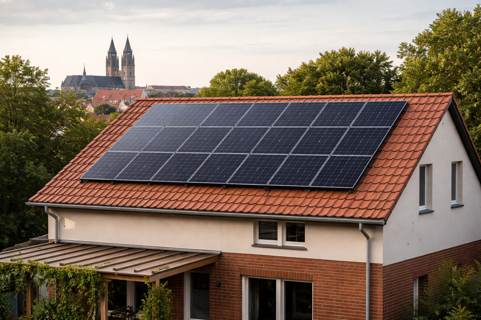 Einfamilienhaus mit PV-Modulen