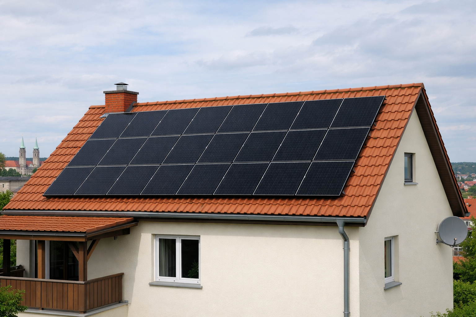 Haus mit Solaranlage und Naumburg-Kathedrale