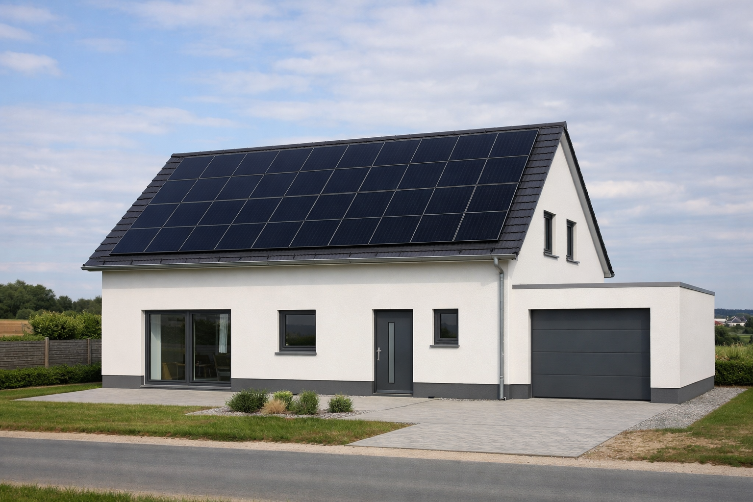Modernes Einfamilienhaus mit Solaranlage