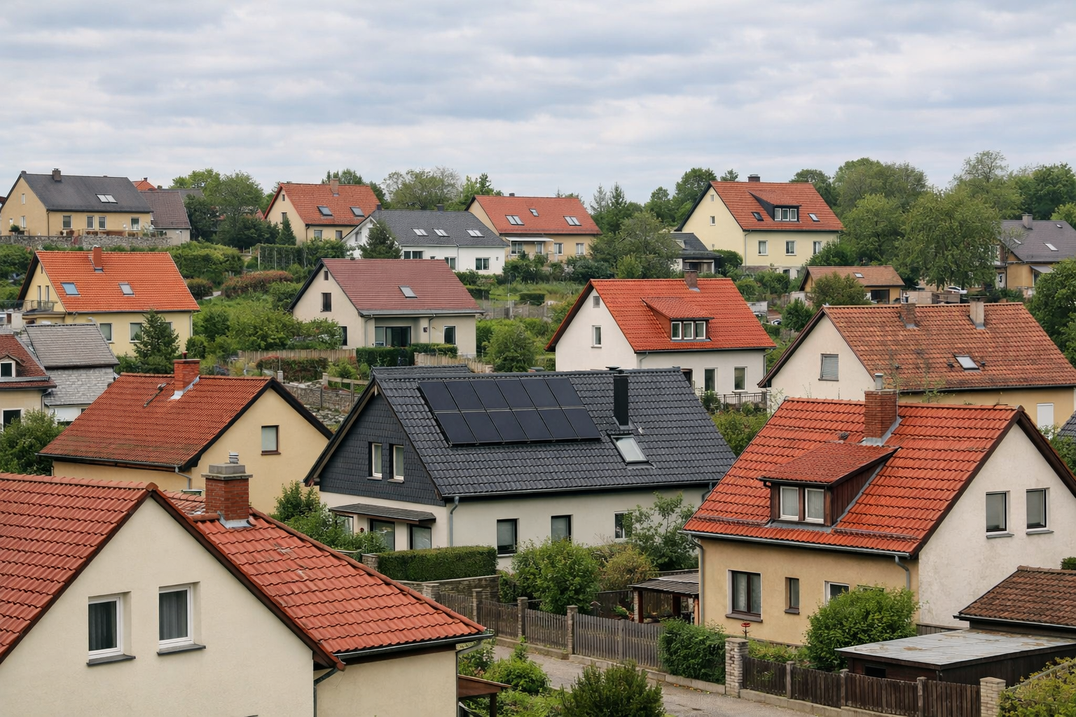 Häuservielfalt in Sangerhausen bei Tag