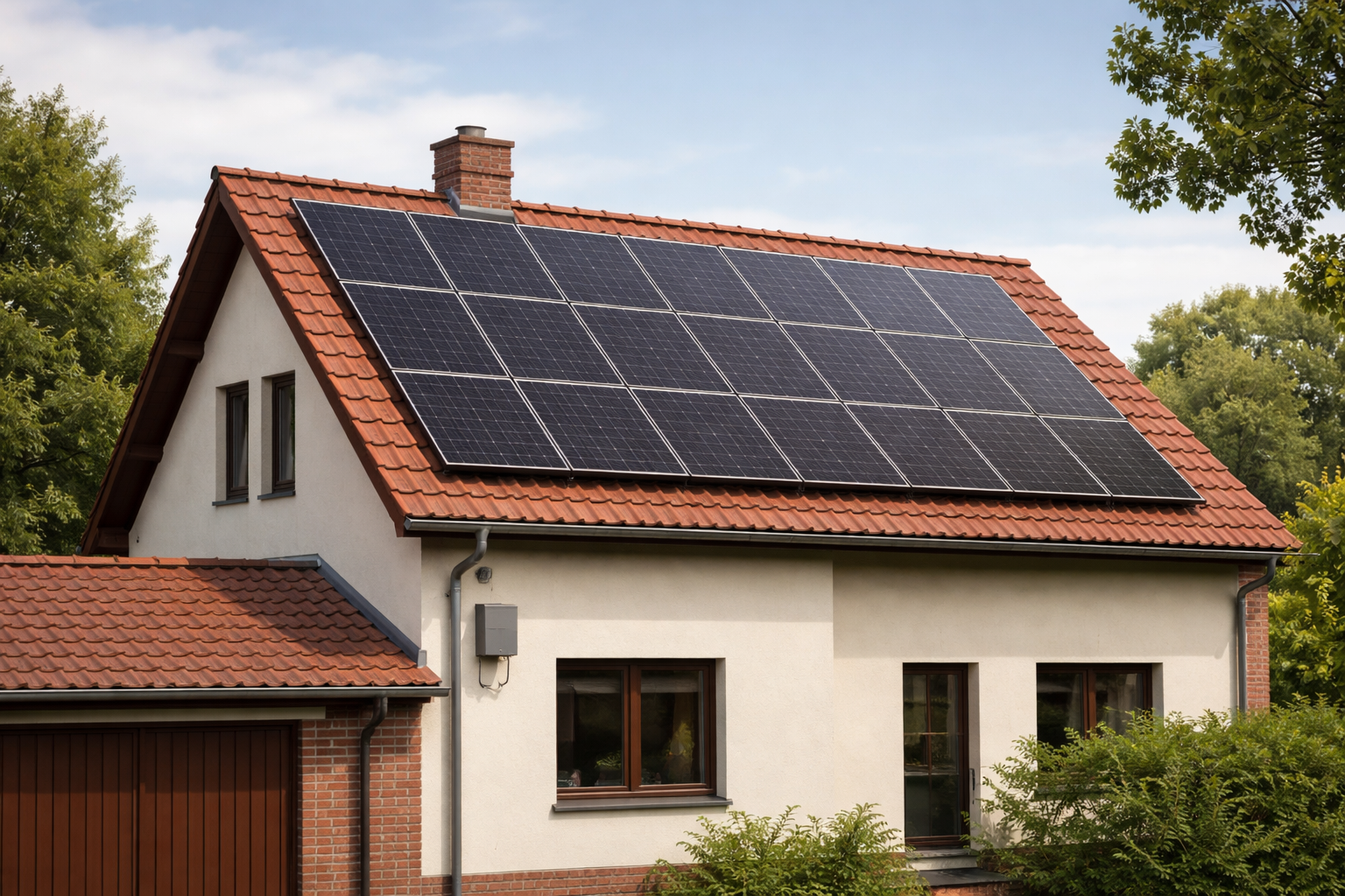 Solarenergie auf einem traditionellem Hausdach