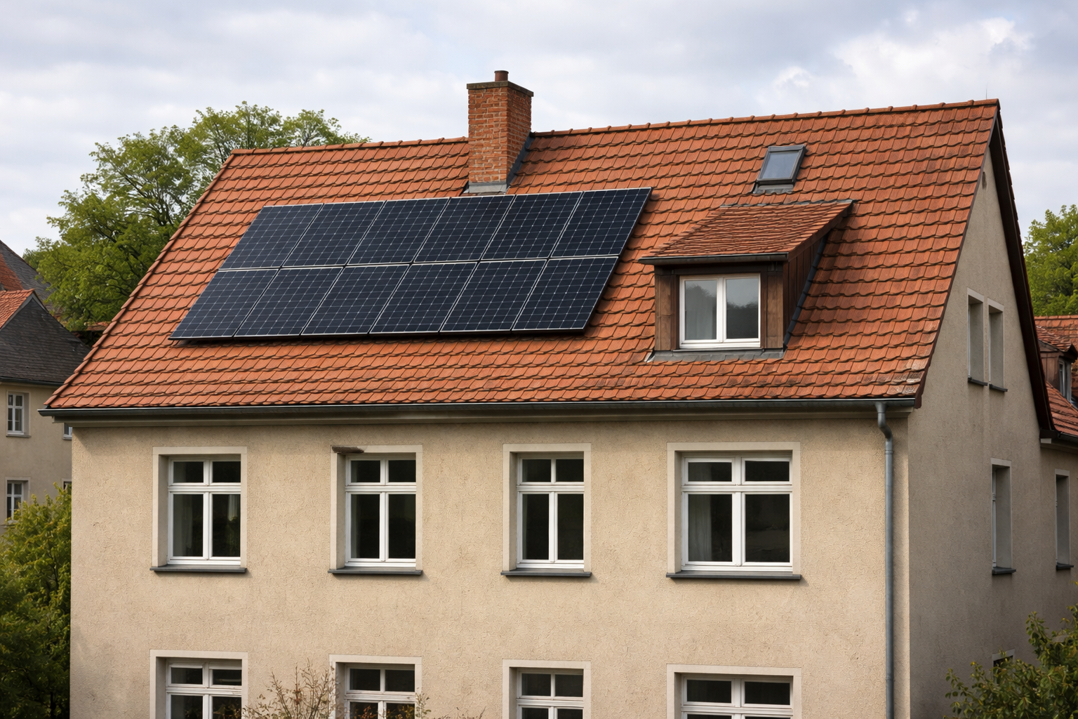Solaranlage auf rotem Ziegeldach