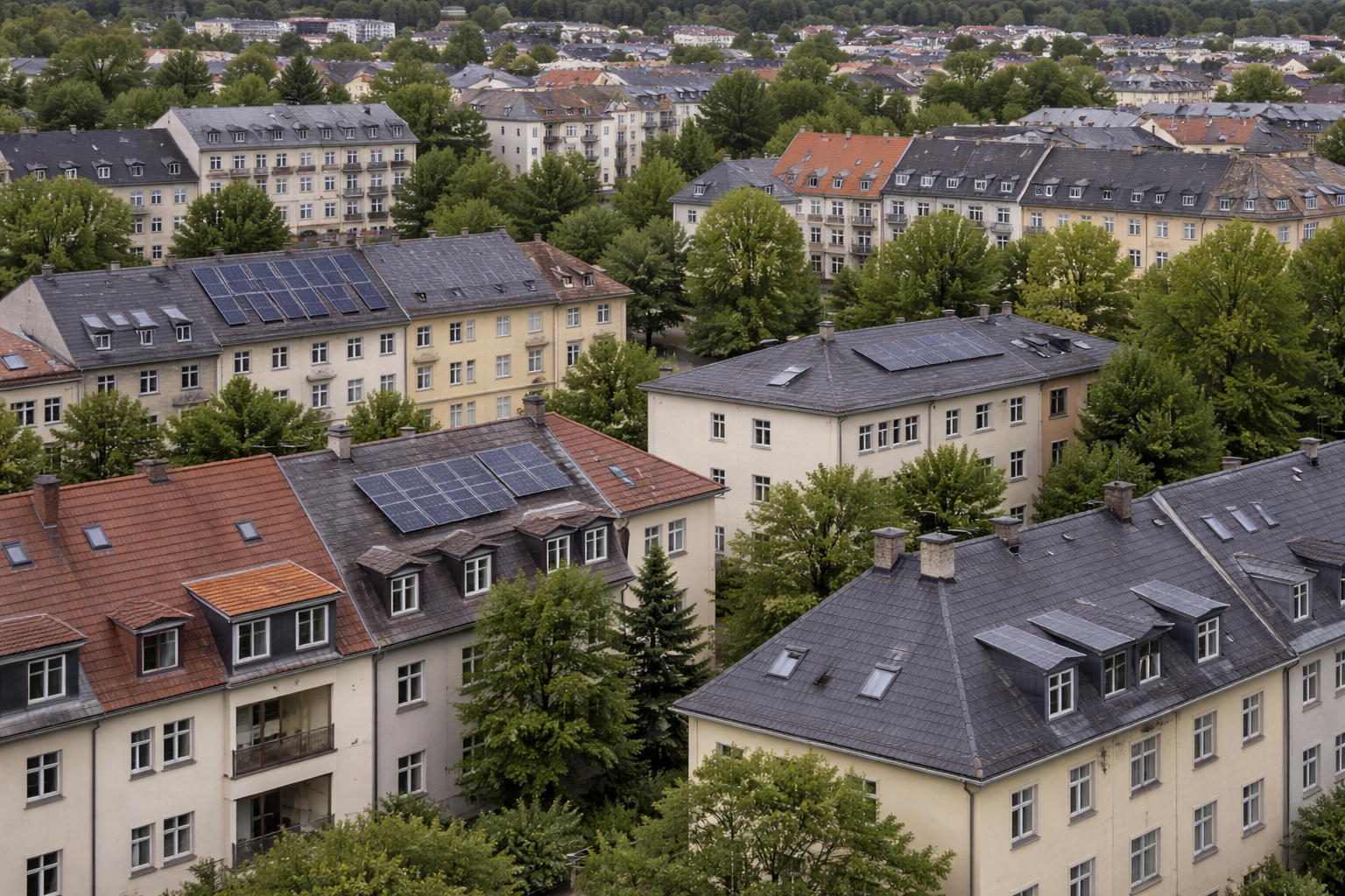 Chemnitzer Wohnviertel mit Solaranlagen