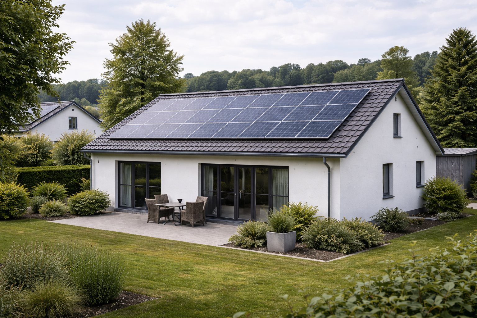 Modernes Haus mit PV-Anlage