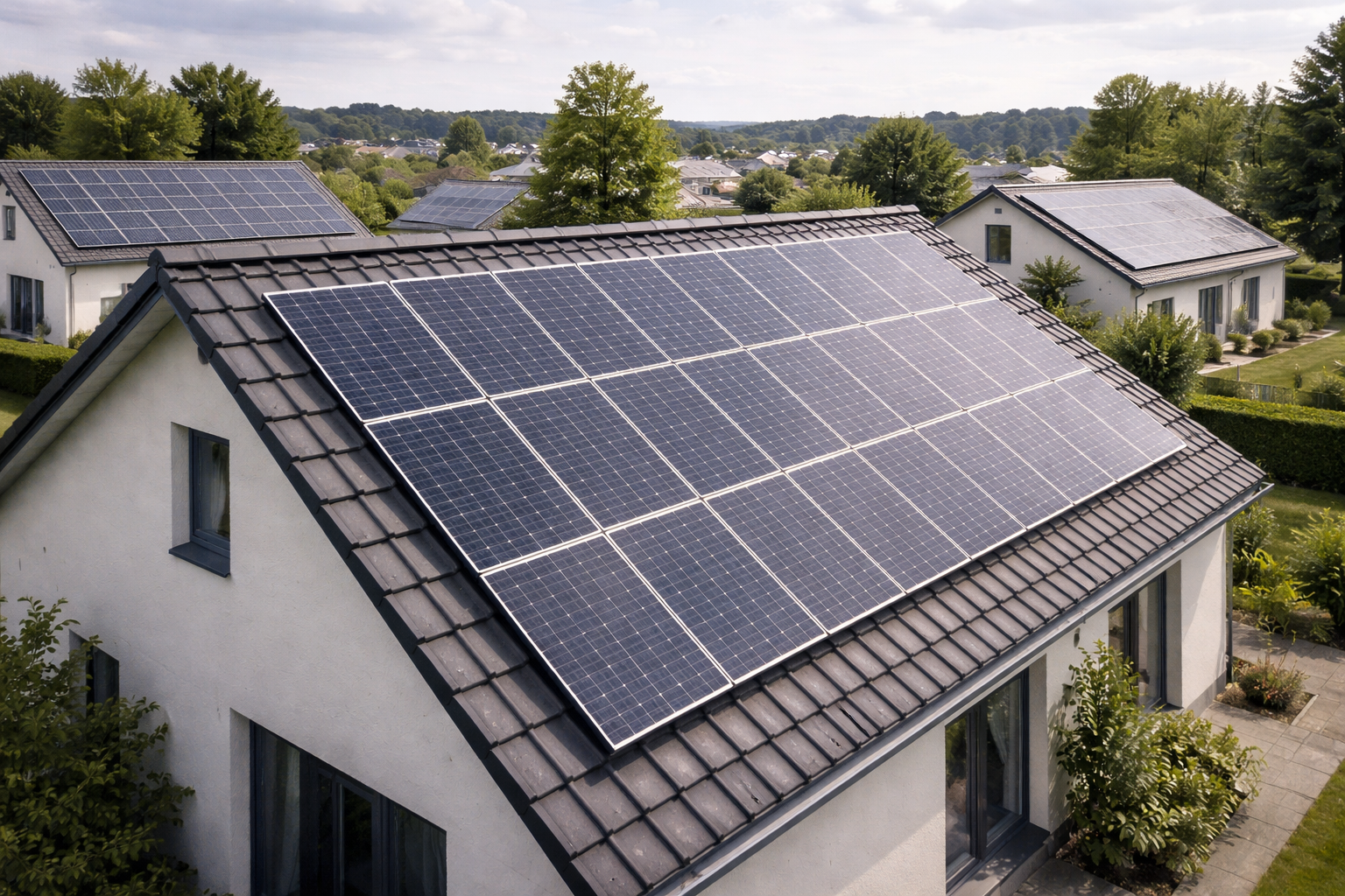 Siedlung mit PV-Dächern