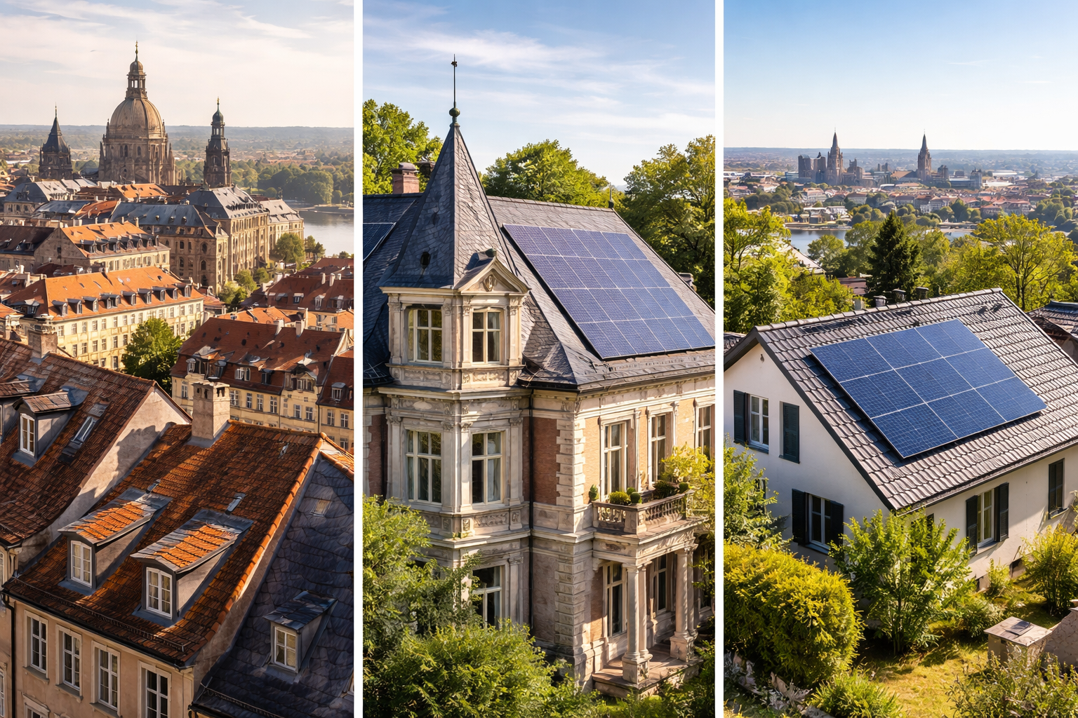 Stadtdächer Dresden mit PV