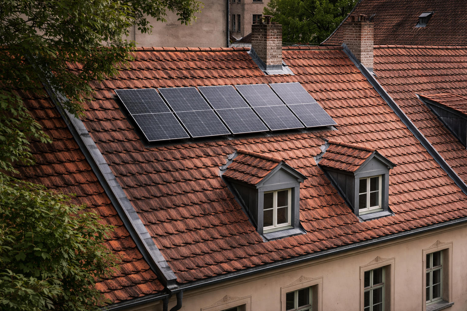 Solaranlage auf traditionellem Dach
