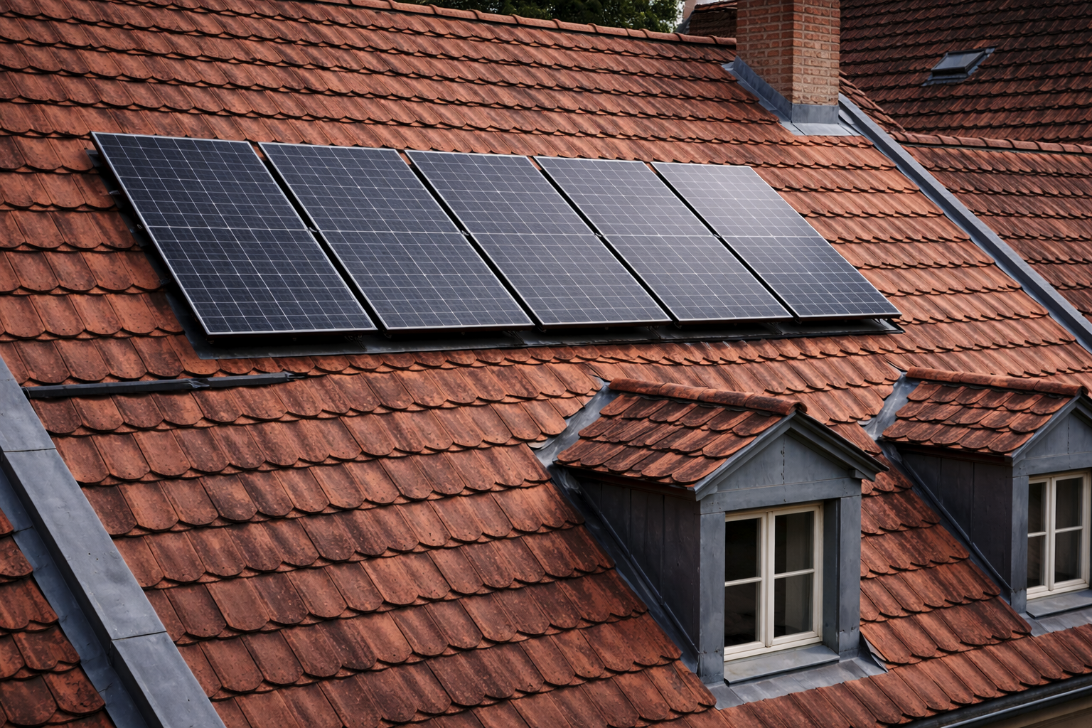 Solaranlage auf traditionellem Ziegeldach