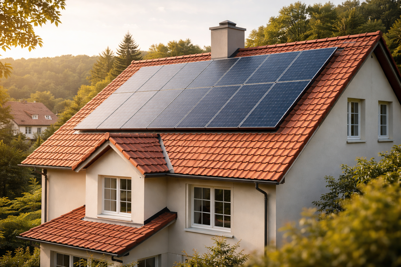 Solaranlage auf traditionellem Hausdach