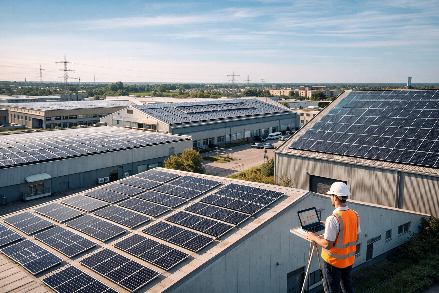 PlanerIn vor Industrie-PV-Anlage