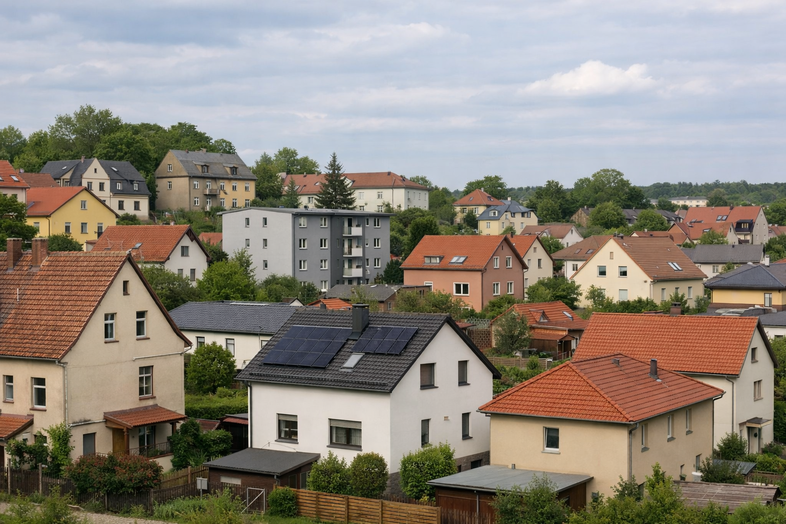 Wohnviertel in Gera bei Tageslicht