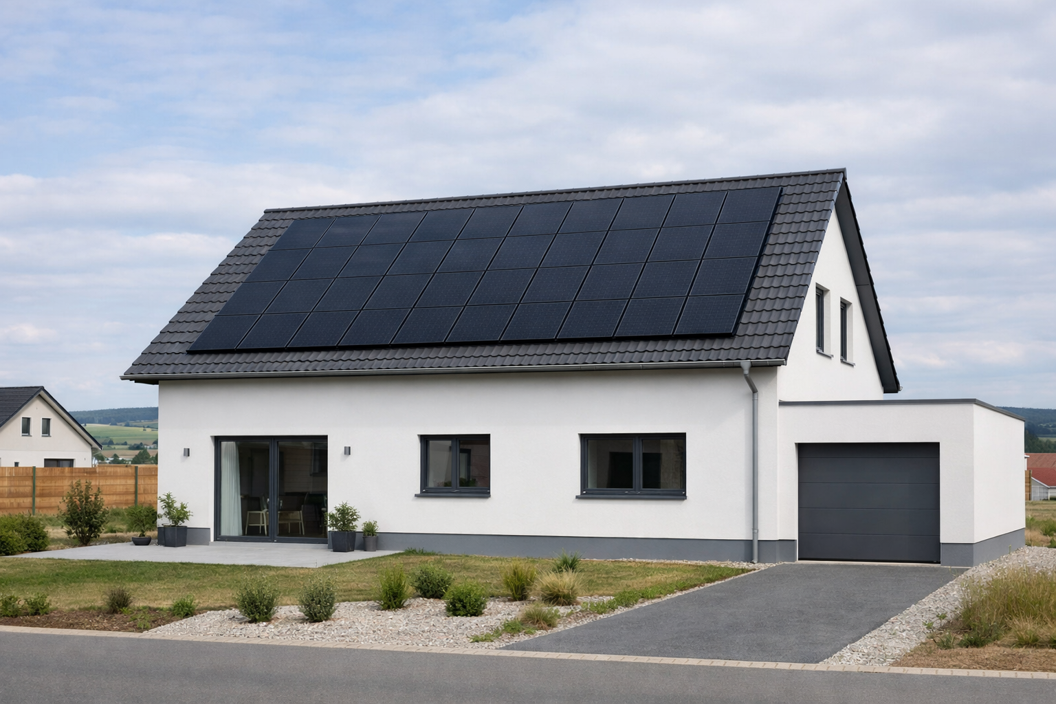 Modernes Haus mit Solaranlage in Thüringen