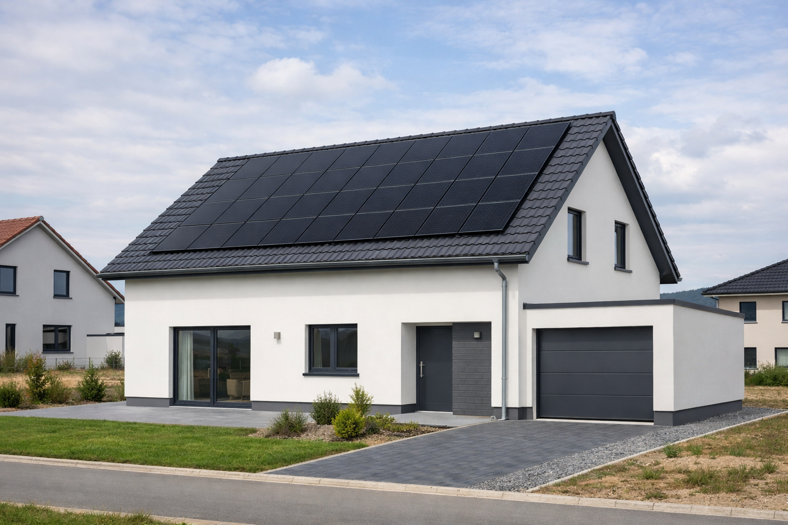 Modernes Haus mit Solaranlage