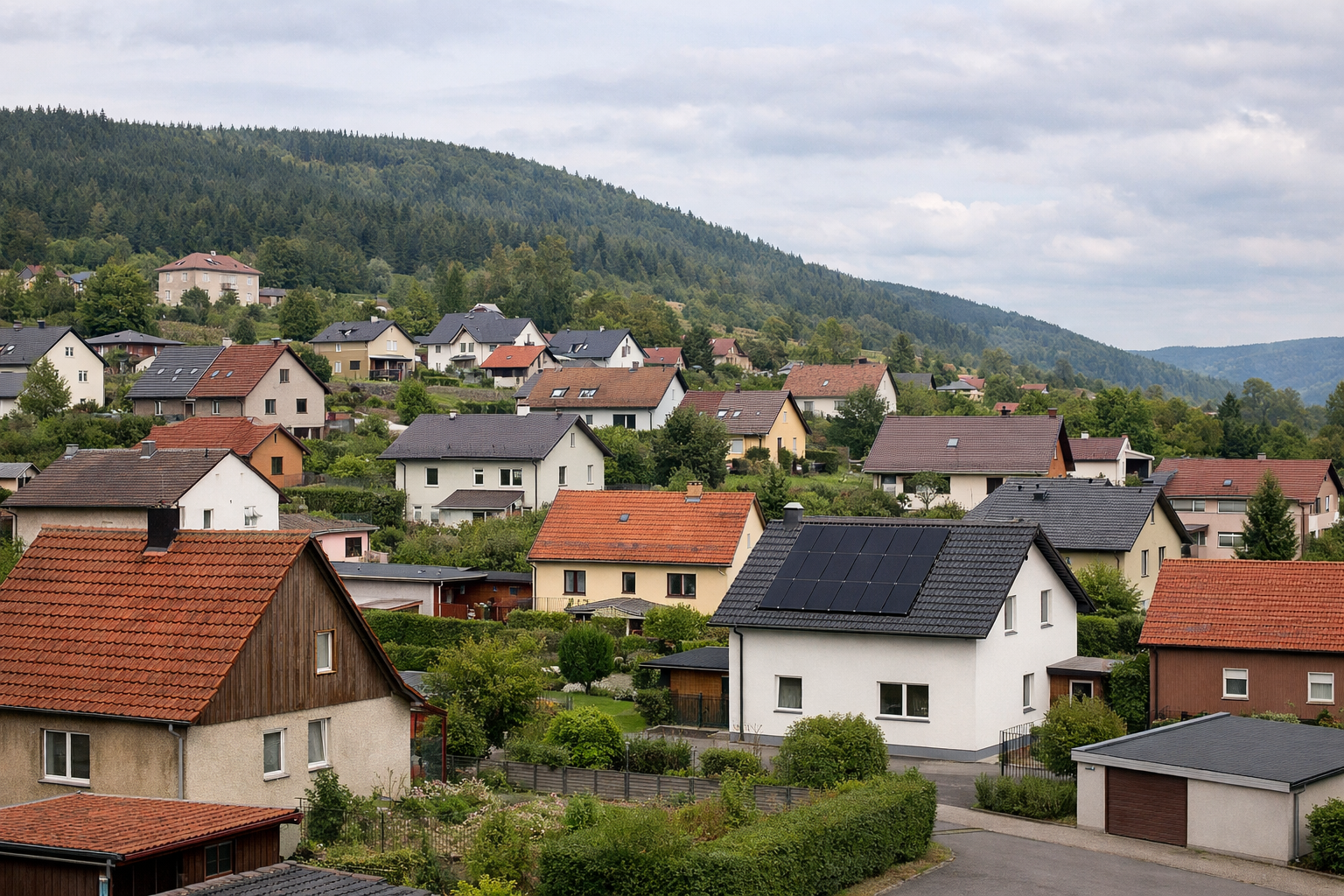 Wohnviertel in Suhl mit Bergblick