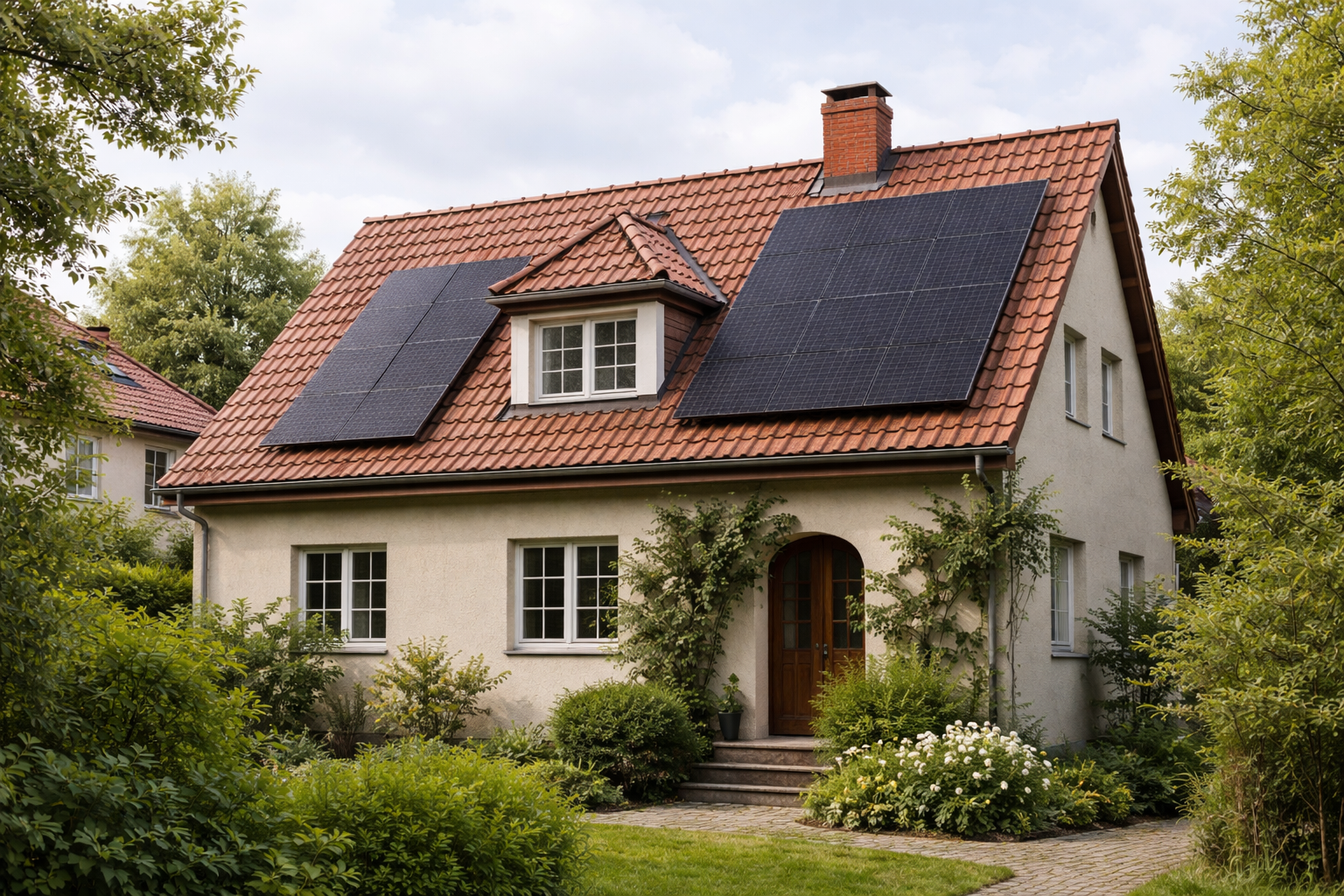 Traditionelle Villa mit Solaranlage