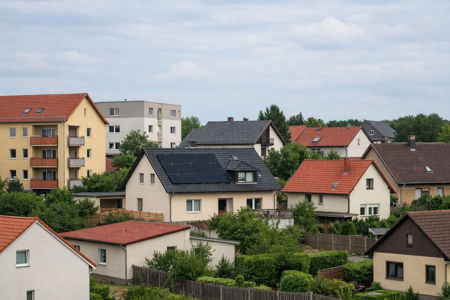 Vielfältige Architektur in deutschen Vorort